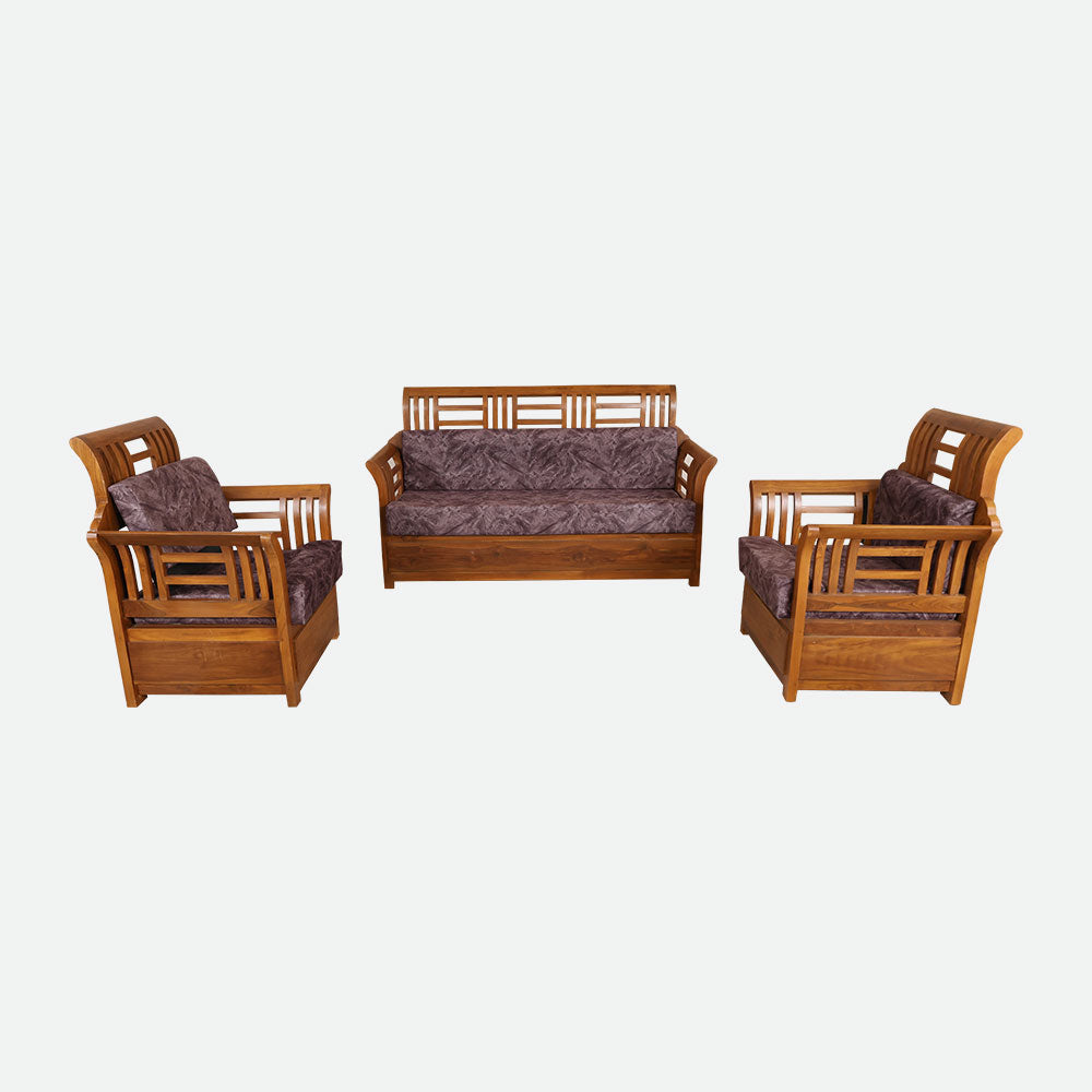MAARK WOODEN SOFA SET (3+1+1) ORKID SADA