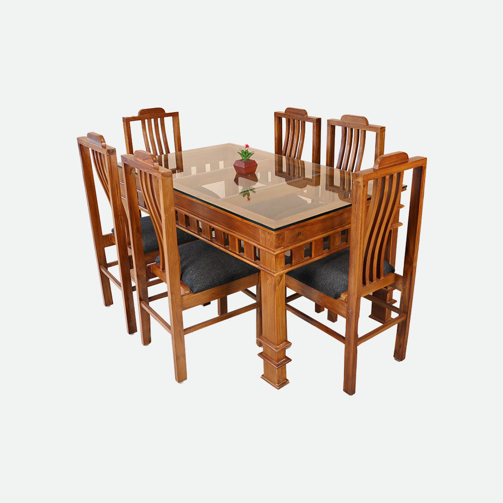 MAARK GLASS TOP 6 SEATER DINING SET D414 DC