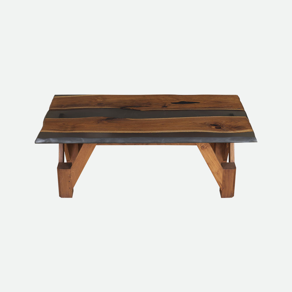 MAARK EPOXY COFFEE TABLE - TRANSPARENT BLACK TEAK AA