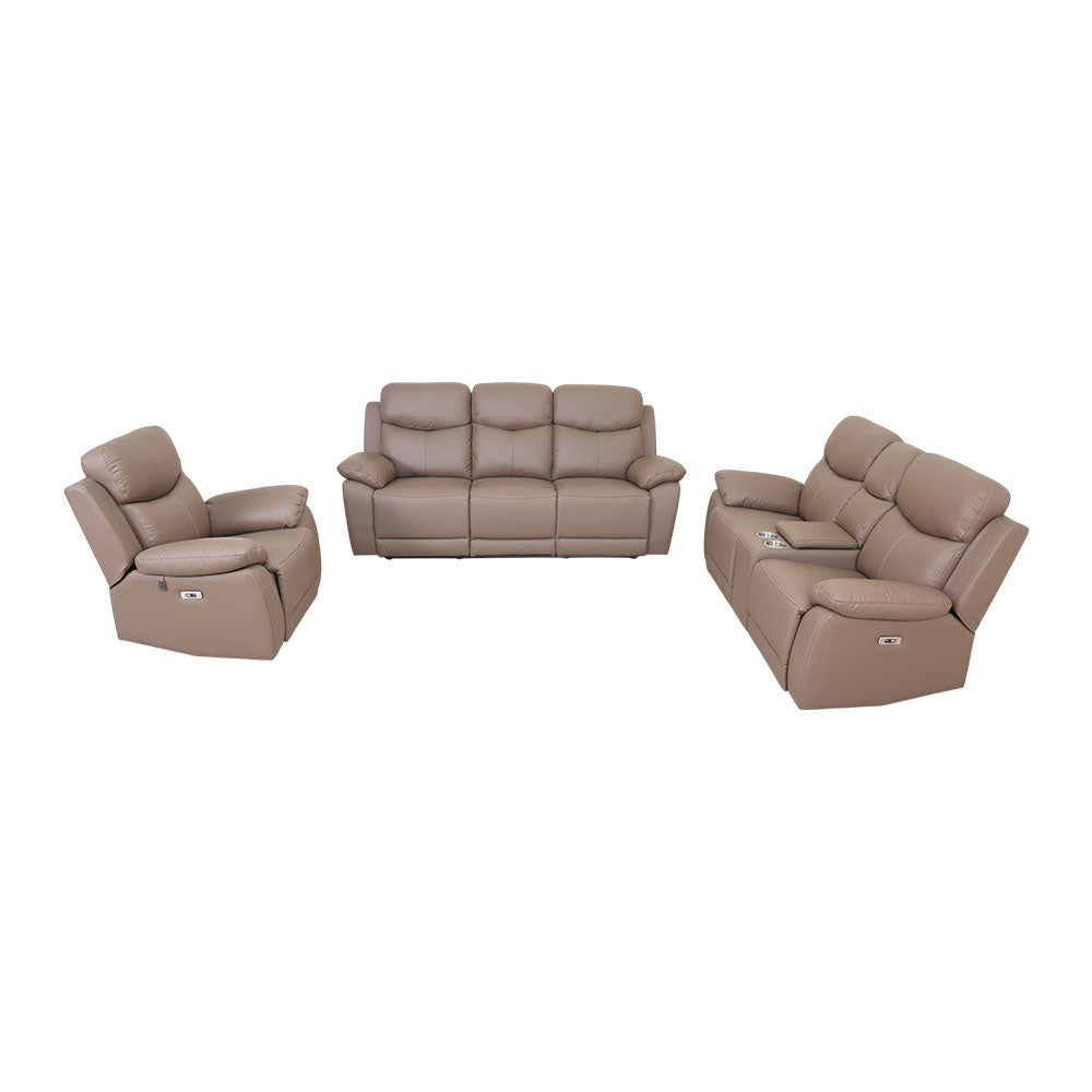MAARK MOTORIZED RECLINER LEATHER SOFA SET (3R+2R+1R) 1406-CAMEL HT
