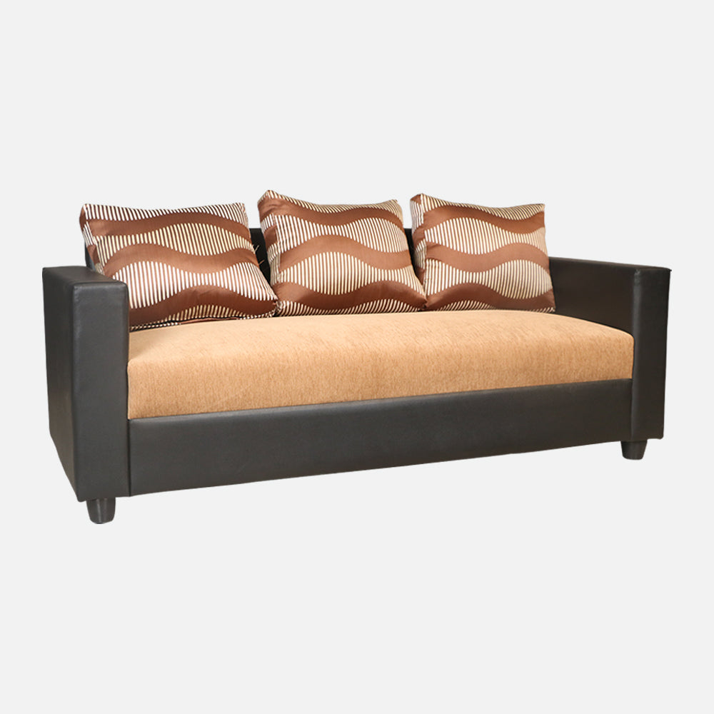 MAARK FABRIC THREE SEATER SOFA TINY WITH PIFFY BROWN