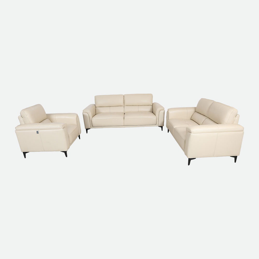 MAARK LEATHER SOFA SET (3+2+1) F2412 CREAM COLOUR HT