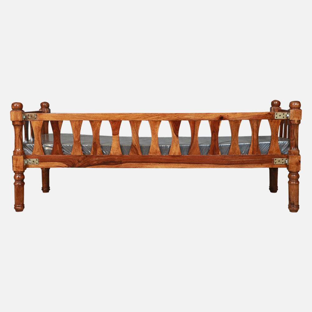 MAARK SHEESHAM WOOD DIWAN WITH CUSHION 4021 NATURAL FINISH SV