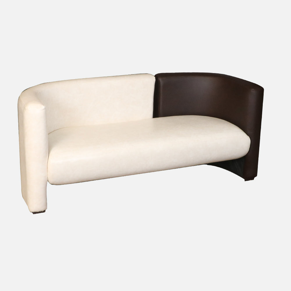 MAARK LEATHERETTE THREE SEATER SOFA C TYPE HALF WHITE COLOUR