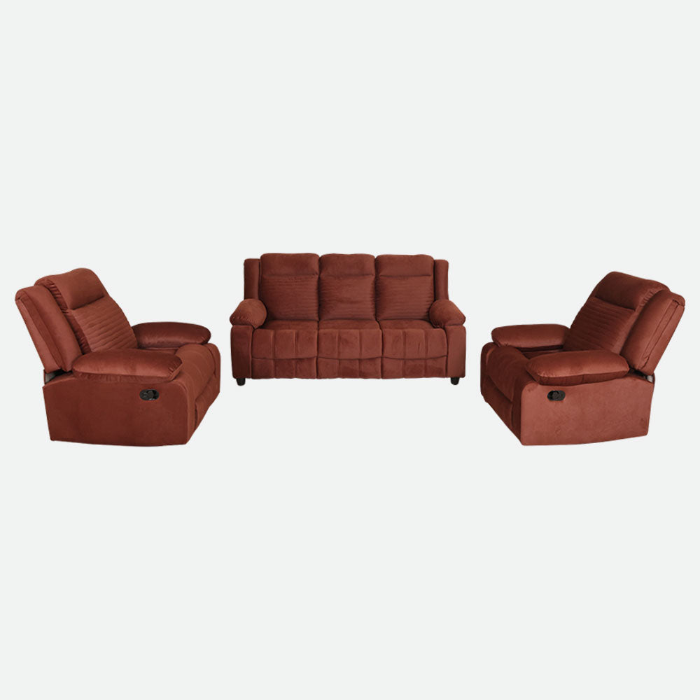 MAARK MANUAL RECLINER FABRIC SOFA SET (3+1R+1R) WAVE