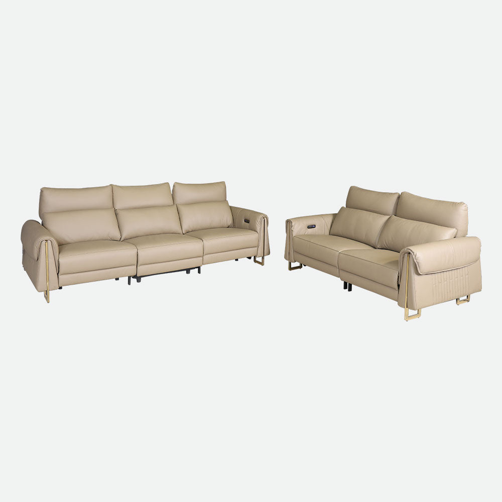 MAARK MOTORIZED RECLINER LEATHER SOFA SET (3R+2R) 2263 CAPPUCINO COLOUR HT