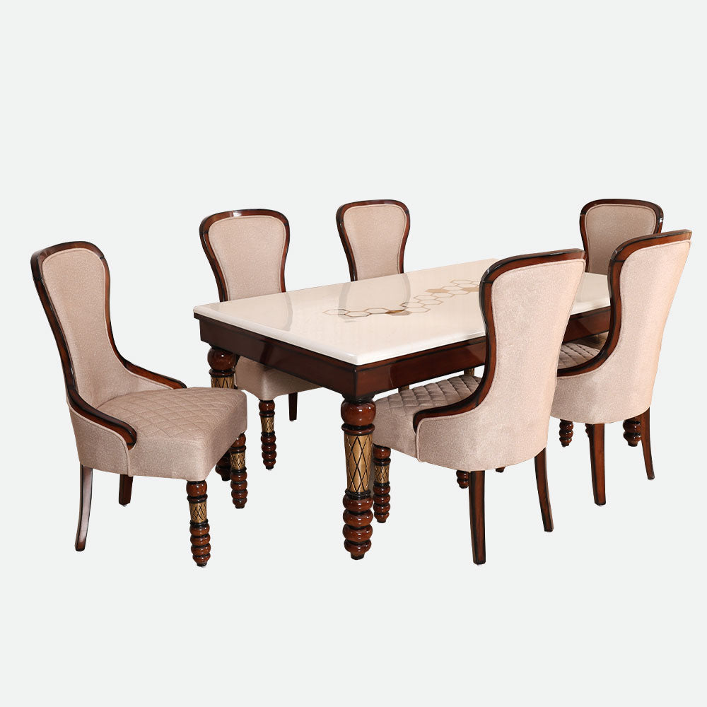 MAARK MARBLE TOP 6 SEATER DINING SET 6001 TD