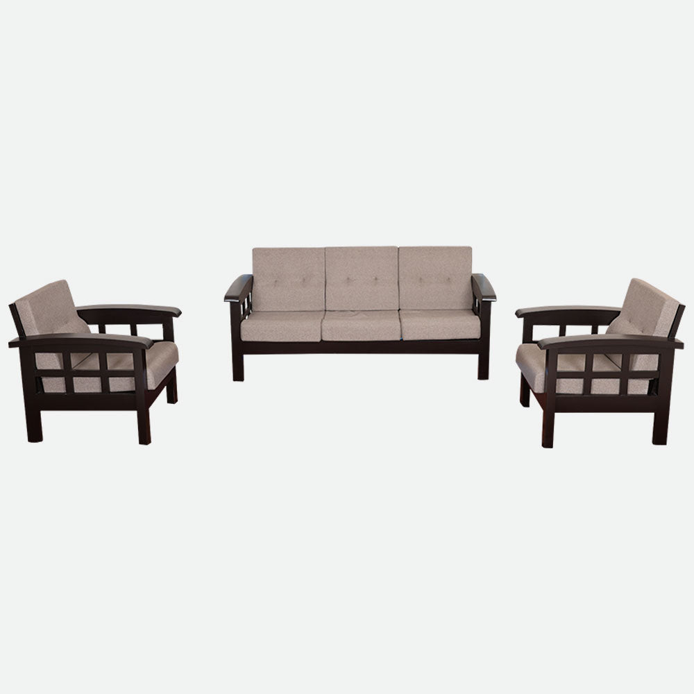 MAARK WOODEN SOFA SET (3+1+1) RUDRA WALNUT COLOUR
