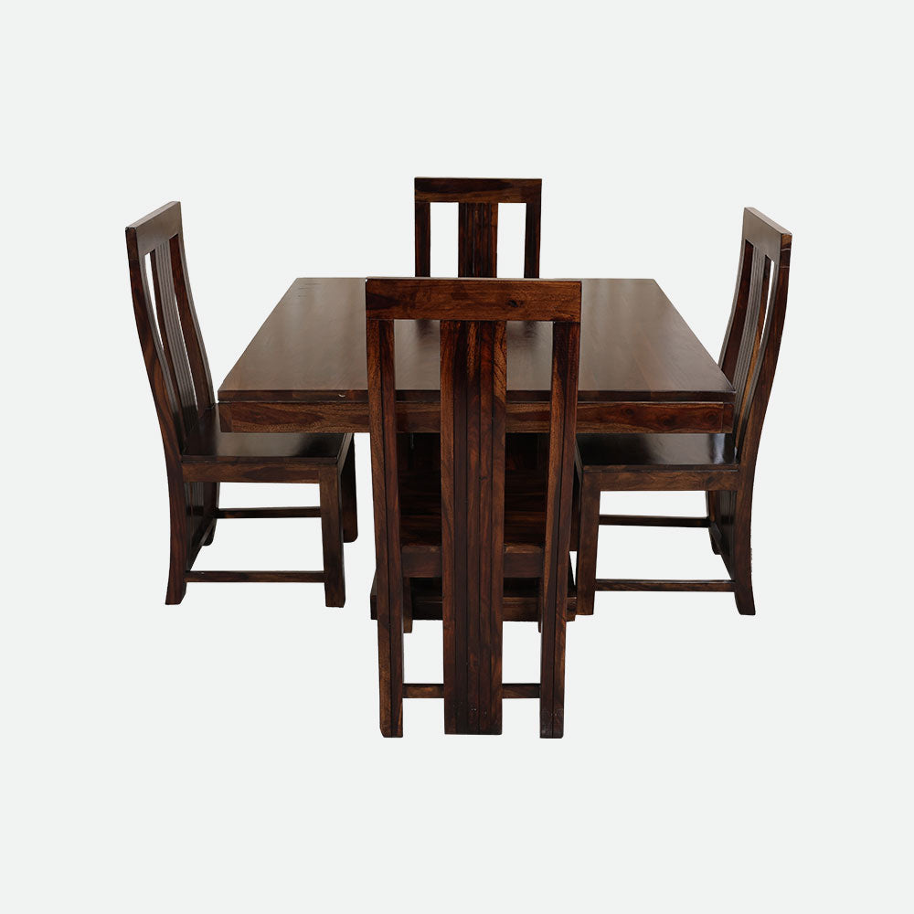 MAARK SHEESHAM WOOD 4 SEATER DINING SET (3.75*3.75) 1170 STONE FINISH SV