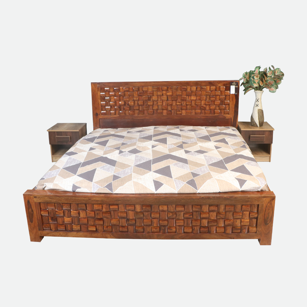 MAARK SHEESHAM WOOD KING SIZE BED (6*6.5) 3050 NATURAL FINISH SV