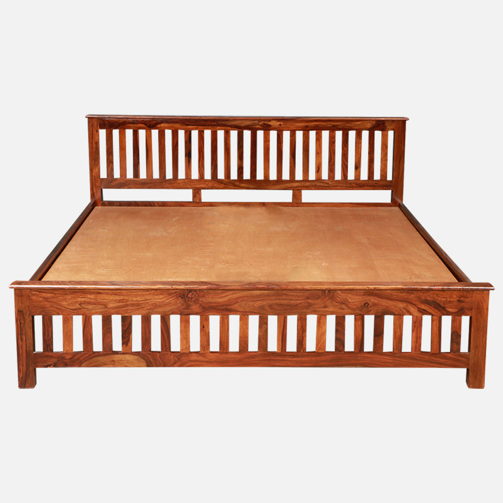 MAARK SHEESHAM WOOD KING SIZE BED (6*6.5) 3086 NATURAL FINISH SV