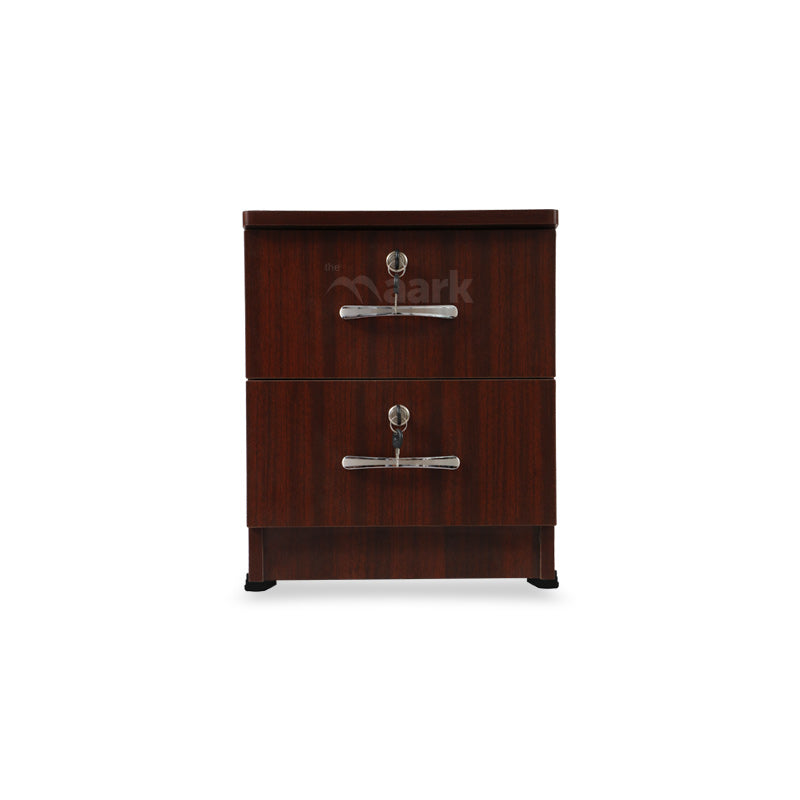 MAARK BED SIDE TABLE DOUBLE DRAW WALNUT COLOUR