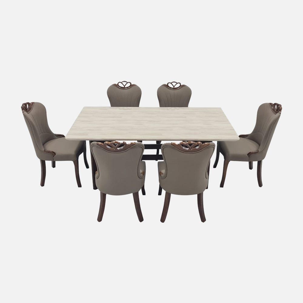 MAARK MARBLE TOP 6 SEATER DINING SET 425-5-902 HT