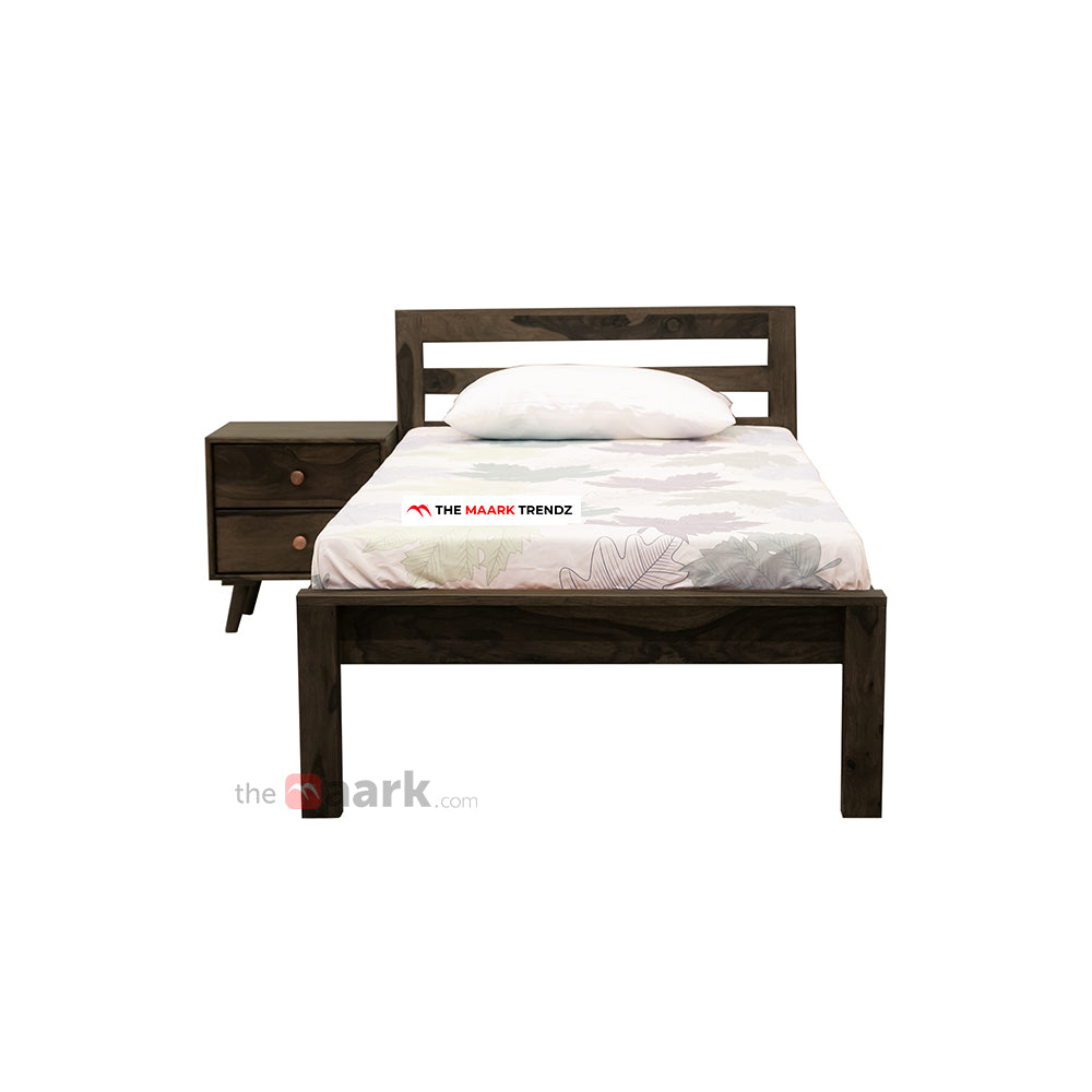 MAARK SHEESHAM WOOD SINGLE BED (3*6) 3133 STONE FINISH SV