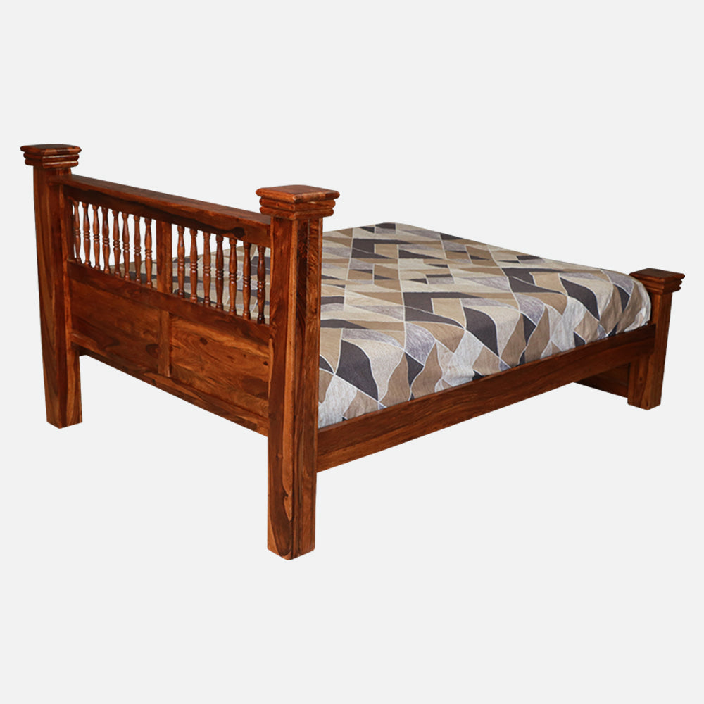 MAARK SHEESHAM WOOD QUEEN SIZE BED (5*6.5) 3150 NATURAL FINISH SV