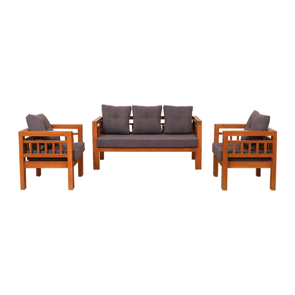 MAARK WOODEN SOFA SET (3+1+1) BOX TEAK COLOUR