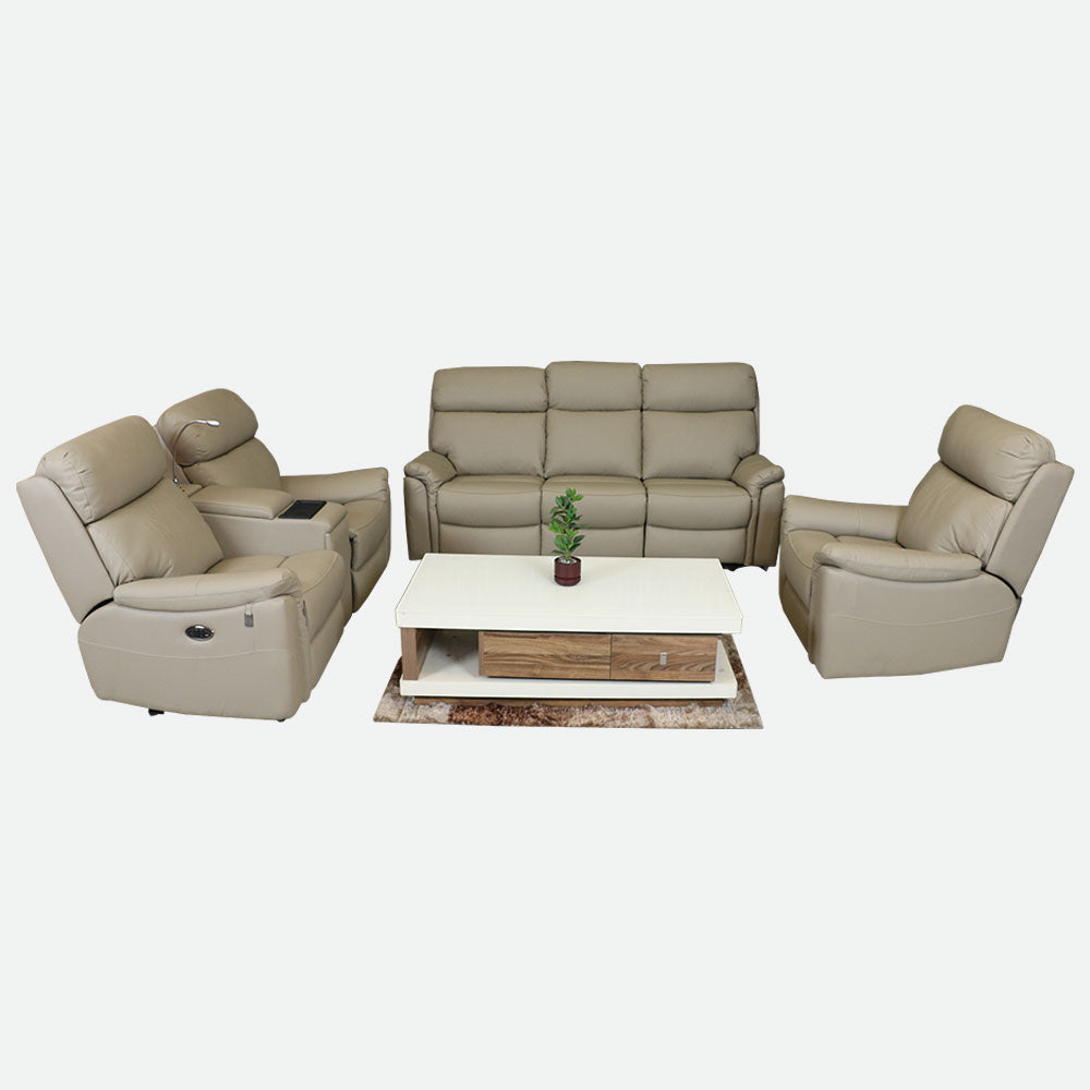 MAARK MOTORIZED RECLINER LEATHER SOFA SET (3R+2R+1R) EXCEL ARIES MALT COLOUR HT