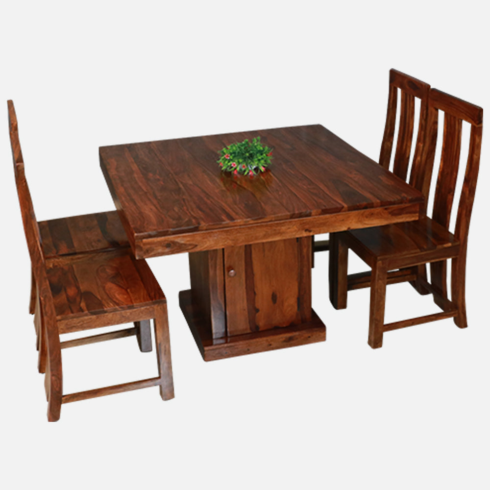 MAARK SHEESHAM WOOD 4 SEATER DINING SET (3.75*3.75) 1170 NATURAL FINISH SV
