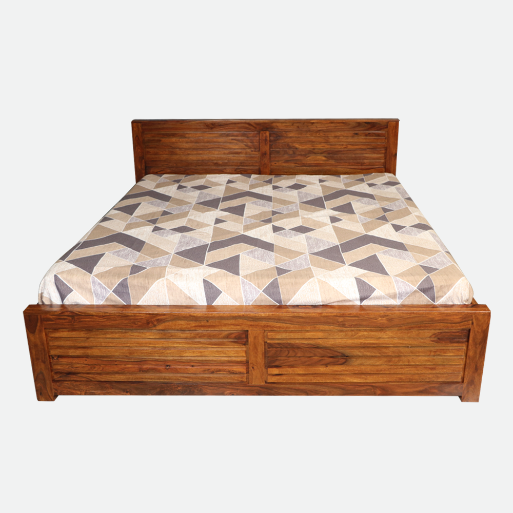 MAARK SHEESHAM WOOD KING SIZE BED (6*6.5) 3024 NATURAL FINISH SV