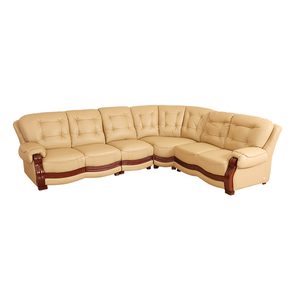 MAARK LEATHERETTE CORNER SOFA 5 SEATER DOMINGO MOCHA COLOUR HT