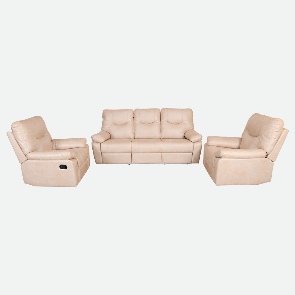 MAARK MANUAL RECLINER FABRIC SOFA SET (3R+1R+1R) S0123 WHITE COLOUR HT
