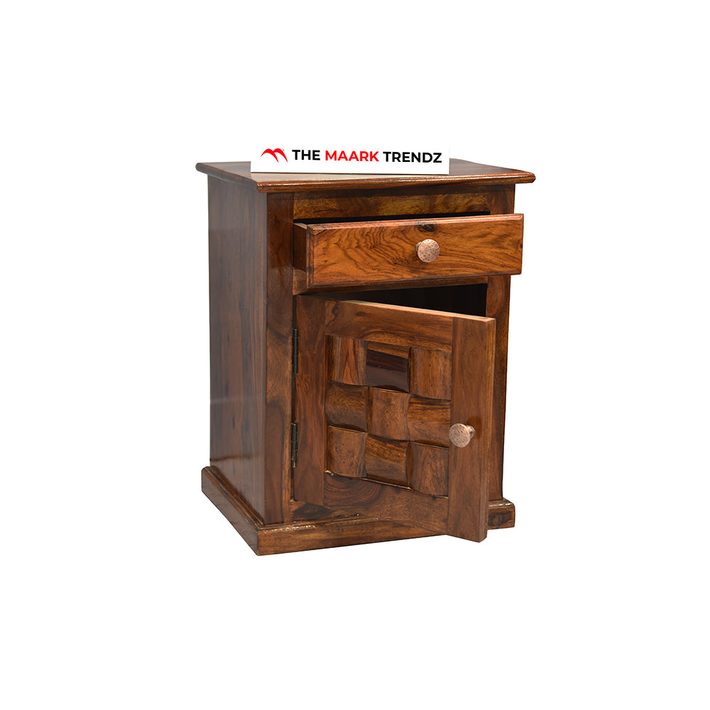 MAARK SHEESHAM WOOD NIGHT STAND 7516 NATURAL FINISH SV