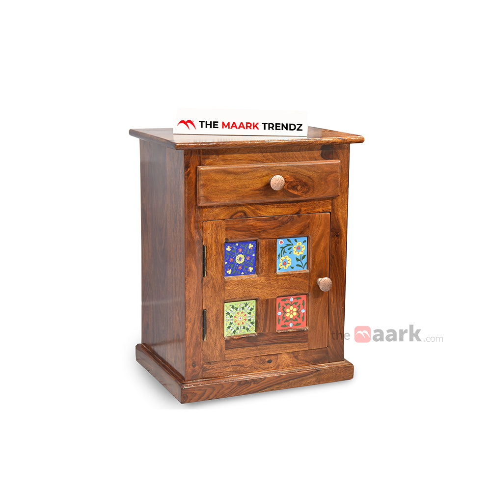 MAARK SHEESHAM WOOD NIGHT STAND 7509 NATURAL FINISH SV
