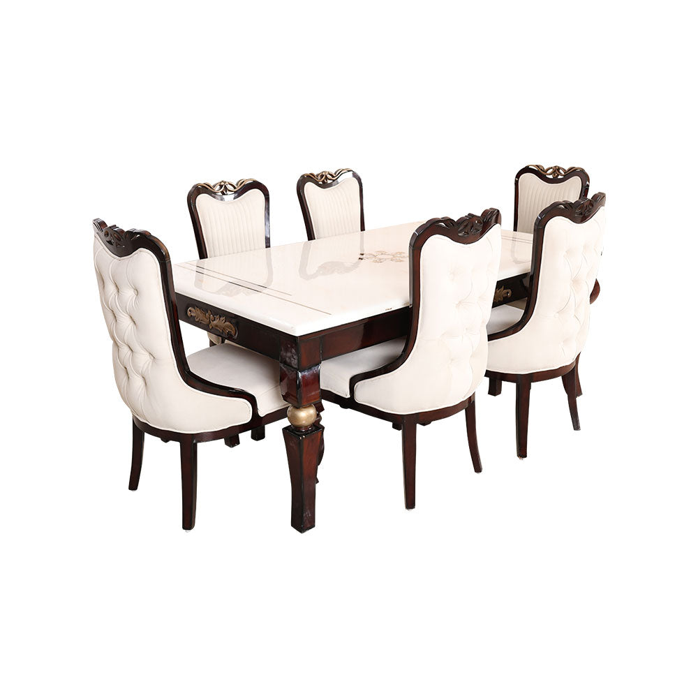 MAARK MARBLE TOP 6 SEATER DINING SET 6063 TD