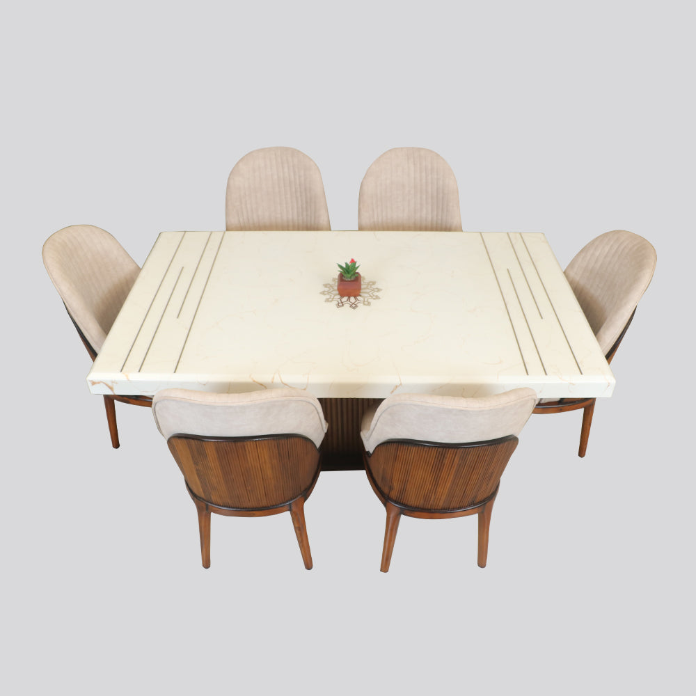 MAARK MARBLE TOP 6 SEATER DINING SET 6039 TD