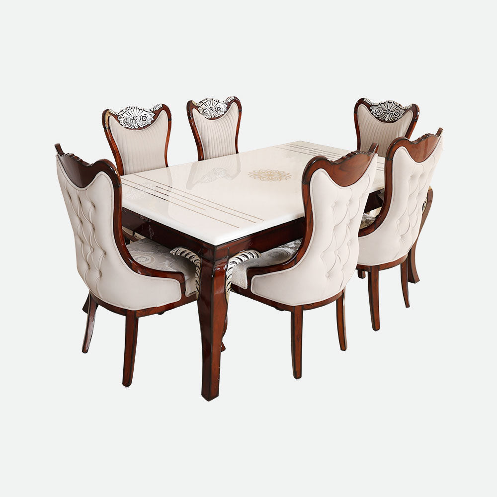 MAARK MARBLE TOP 6 SEATER DINING SET 6061 TD