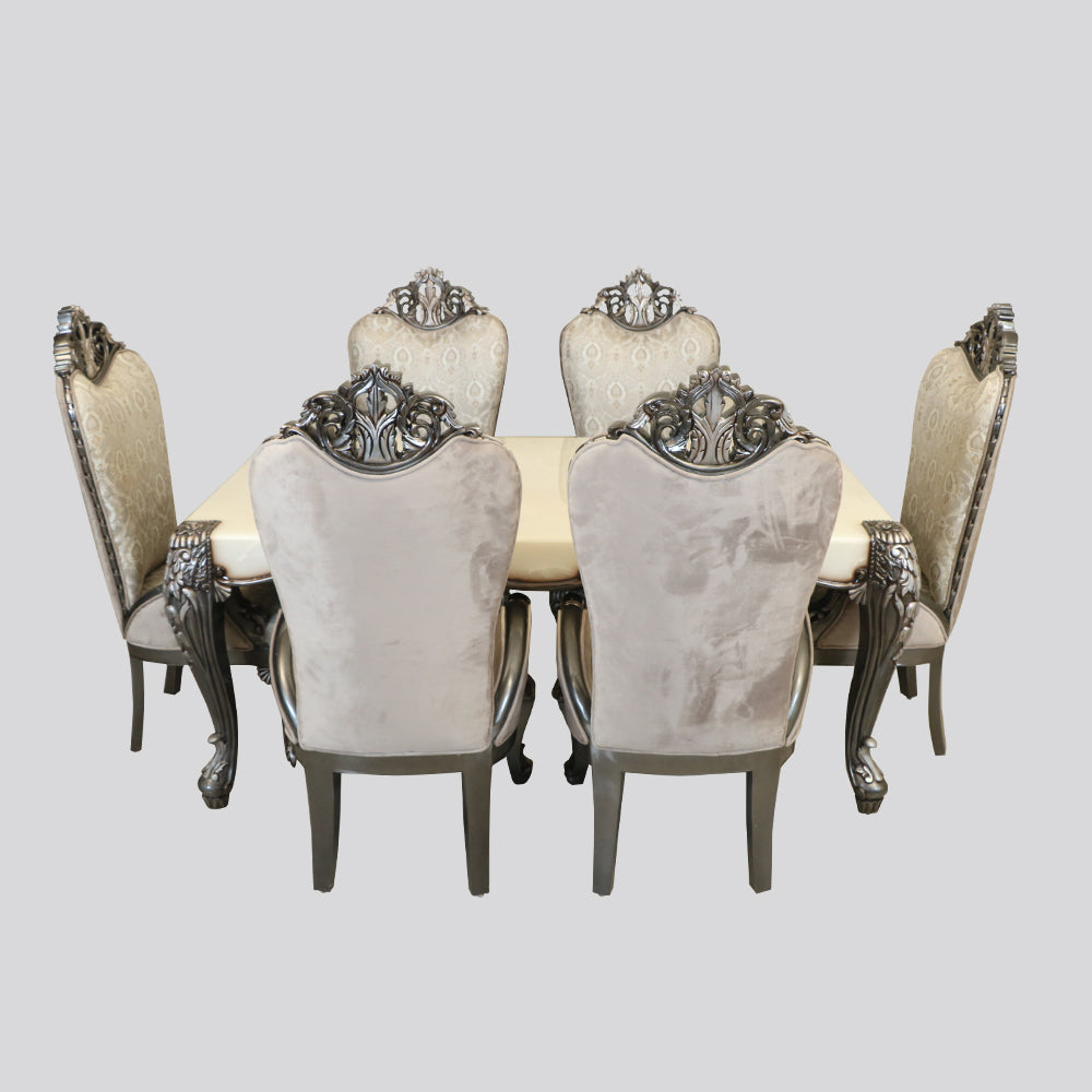 MAARK MARBLE TOP 6 SEATER DINING SET 6002 BF