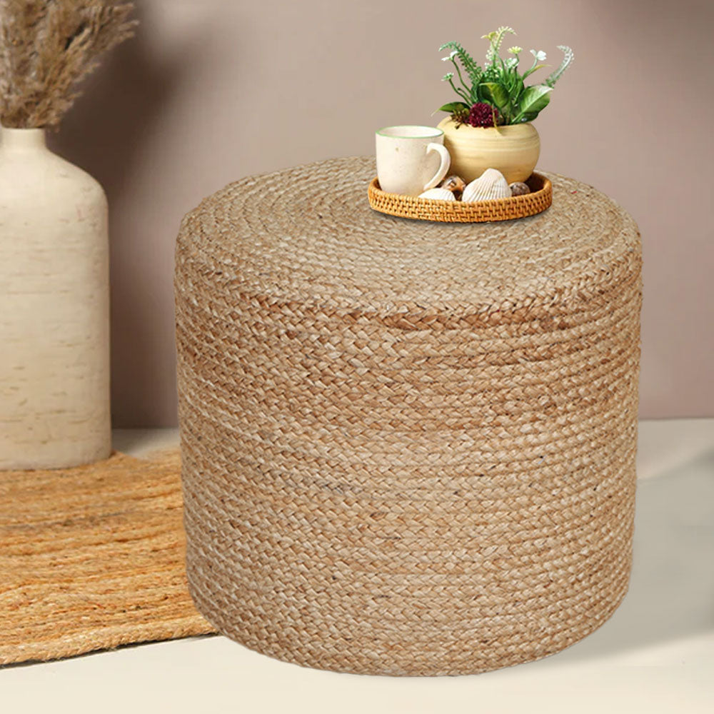 MAARK ROUND JUTE POUF  BEIGE 40*40*40