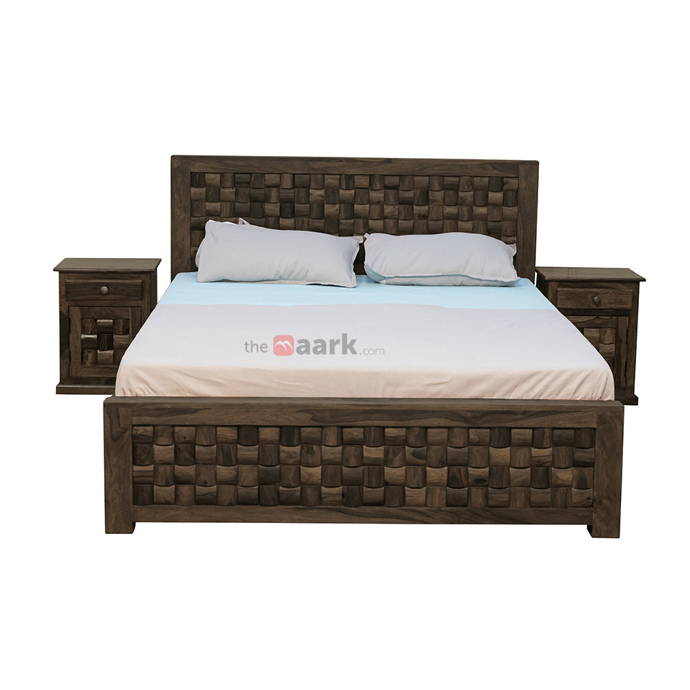 MAARK SHEESHAM WOOD SINGLE BED (3*6) 3055 STONE FINISH SV