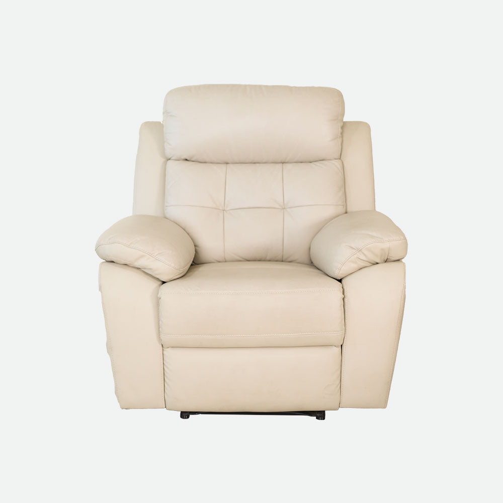 MAARK MANUAL RECLINER LEATHER SOFA SINGLE SEATER 1157 CREAM COLOUR HT
