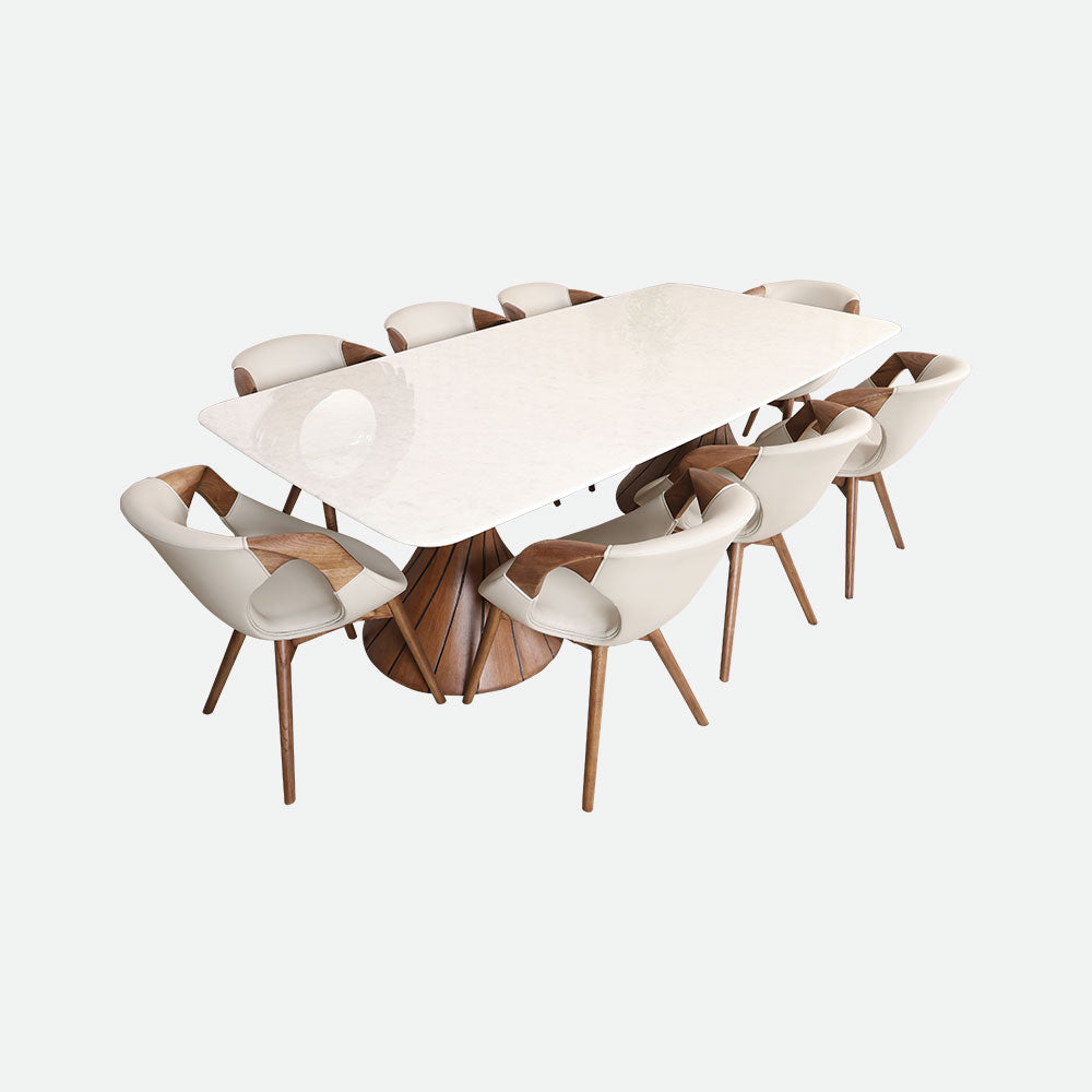 MAARK MARBLE TOP 8 SEATER DINING SET T08-6802B-6879 HT