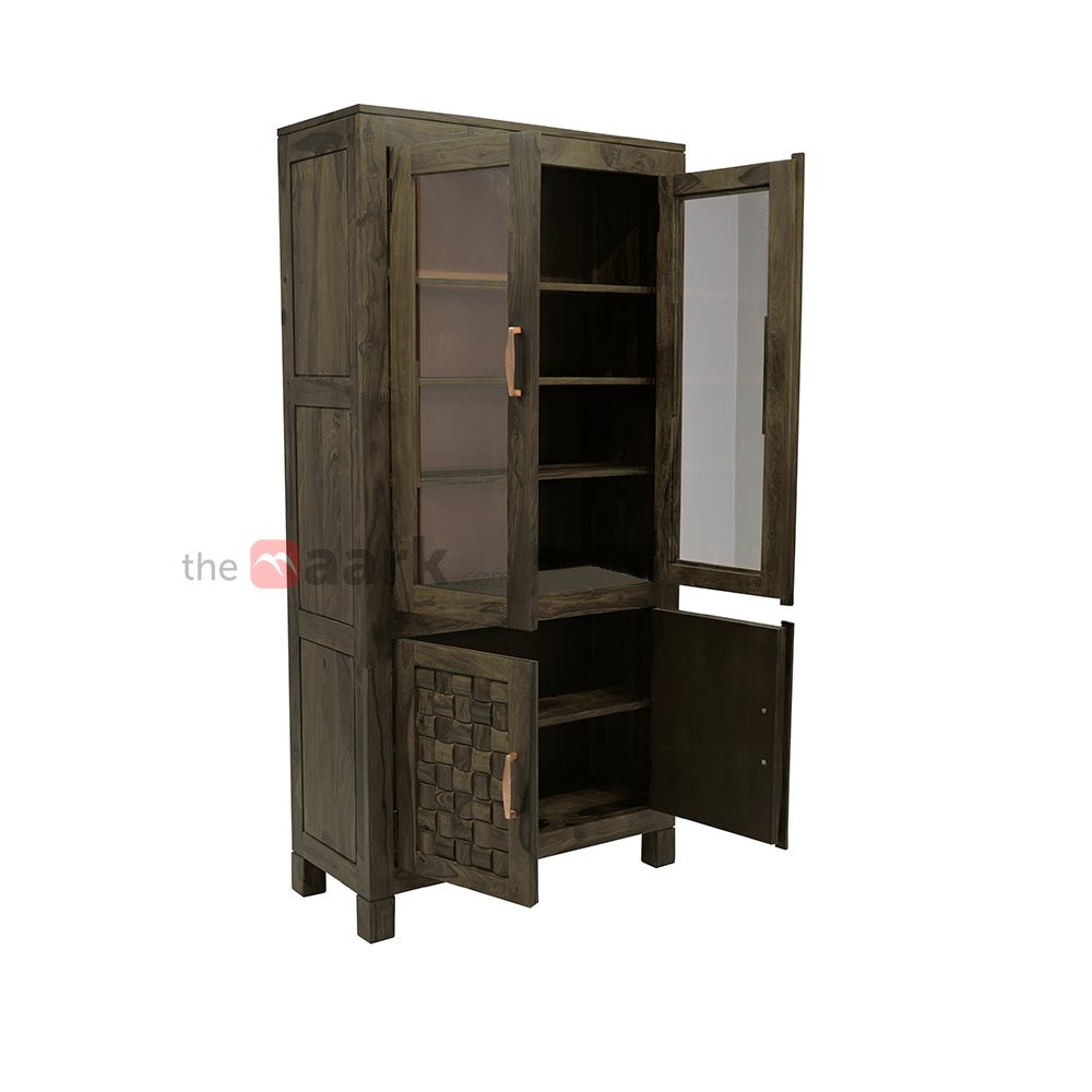 MAARK SEESHAM WOOD 2 DOOR CROCKERY UNIT 6119 STONE FINISH SV