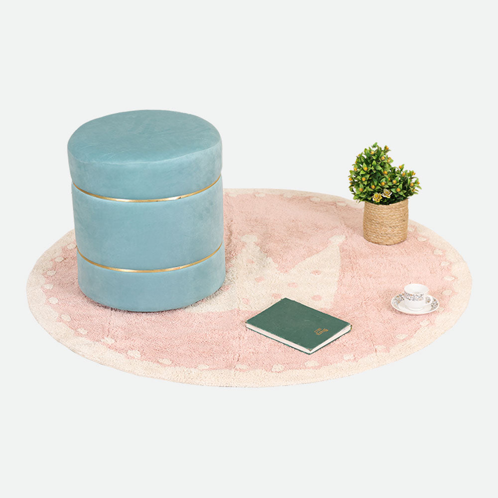 MAARK VELVET STRIPE POUF PURPLE 16*16*18" AO