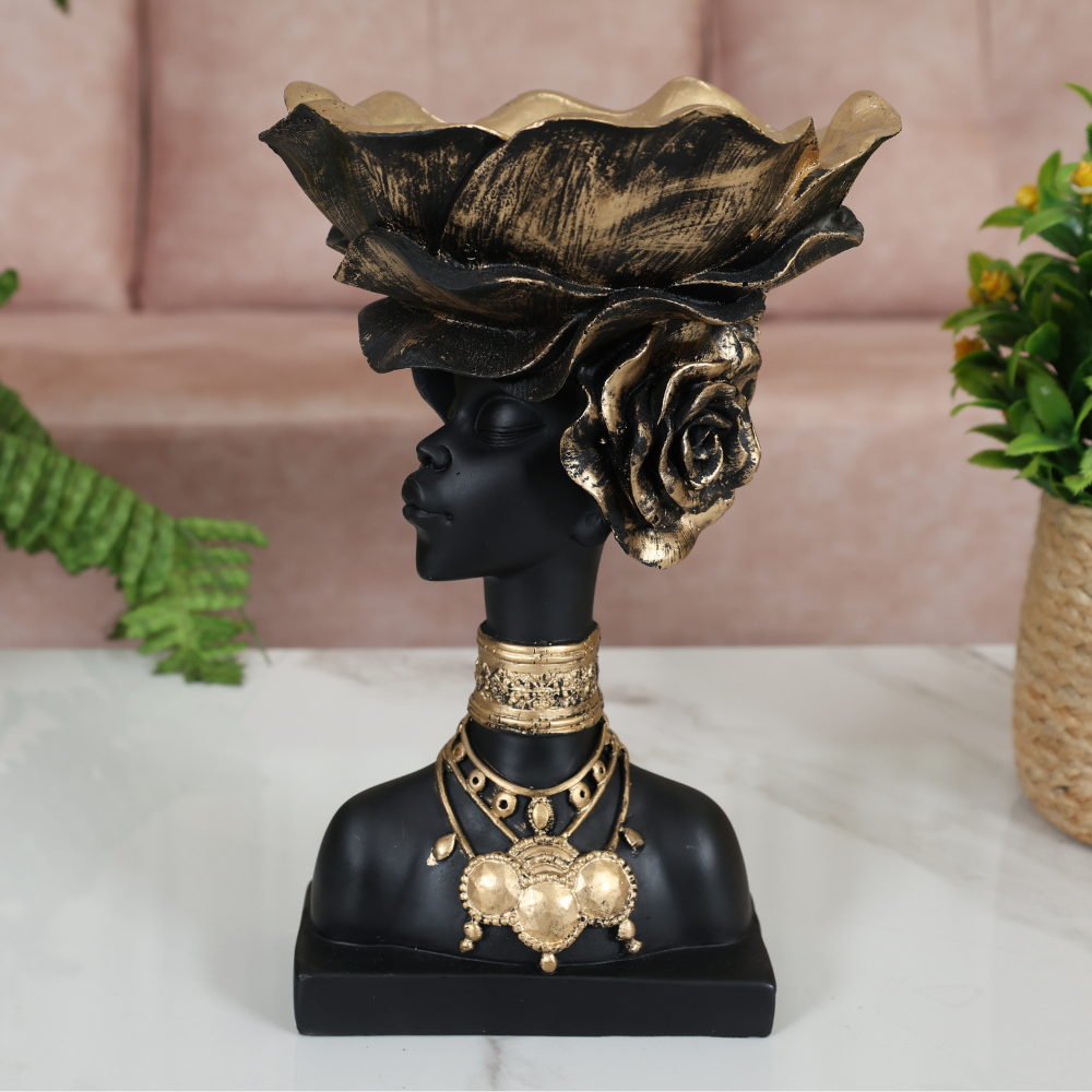 MAARK STATUE BOWL AFRICAN LADY SET OF 2 EH