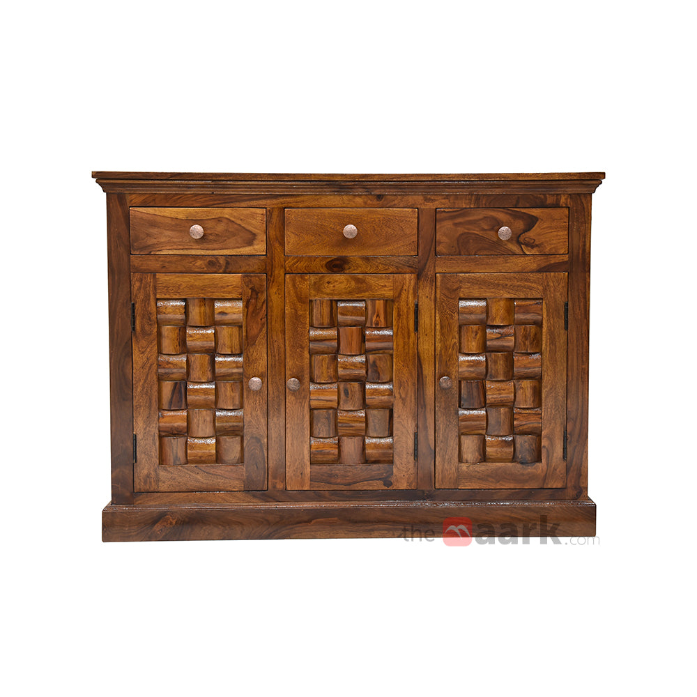 MAARK SHEESHAM WOOD STORAGE CABINET SIDE BOARD 6239 NATURAL FINISH SV