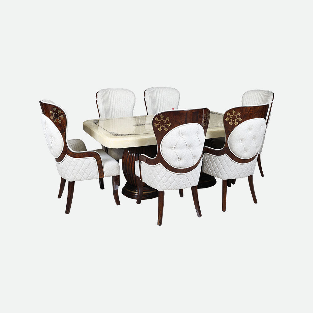 MAARK MARBLE TOP 6 SEATER DINING SET 6045 TD