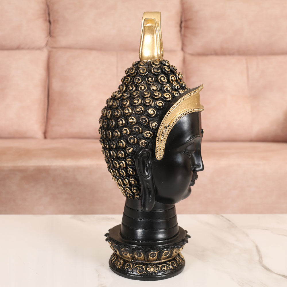 MAARK STATUE BIG BUDDHA FACE BLACK/GOLDEN 17" EH