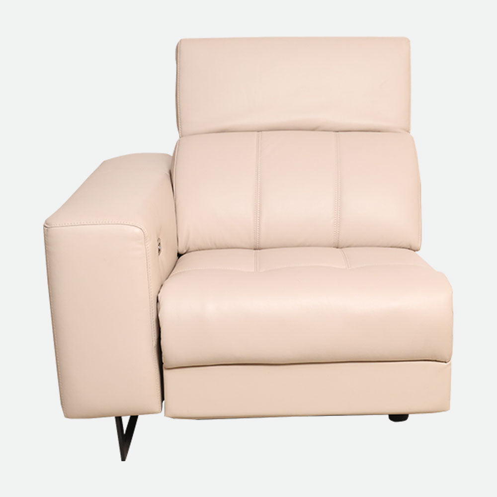 MAARK CORNER MOTORIZED RECLINER LEATHER SOFA 5 SEATER FJ345-663B CREAM WHITE COLOUR HT