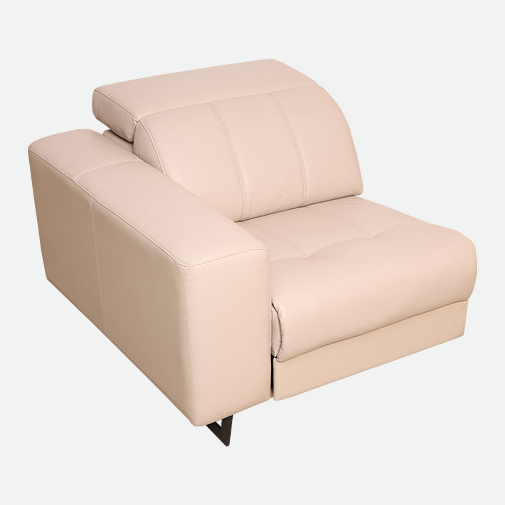 MAARK CORNER MOTORIZED RECLINER LEATHER SOFA 5 SEATER FJ345-663B CREAM WHITE COLOUR HT