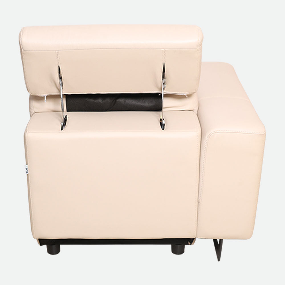 MAARK CORNER MOTORIZED RECLINER LEATHER SOFA 5 SEATER FJ345-663B CREAM WHITE COLOUR HT