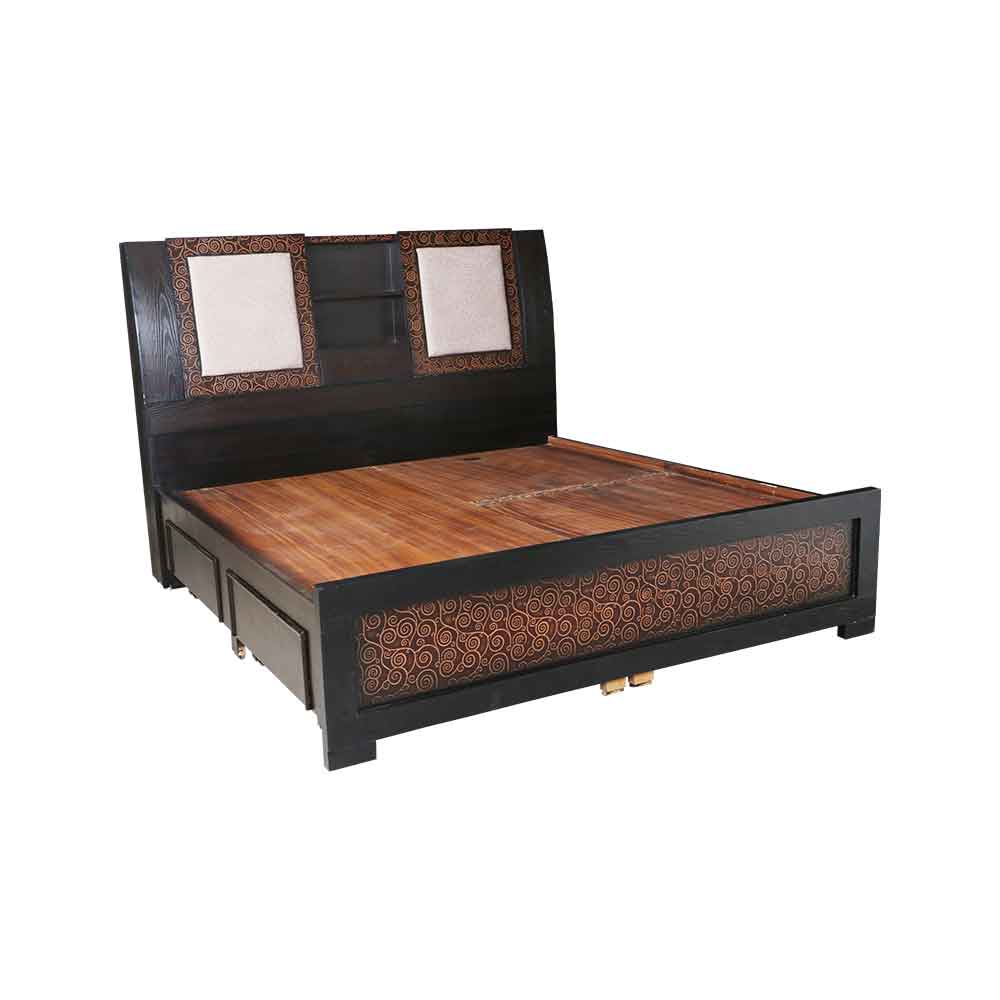 MAARK KING SIZE BED WITH CUSHION STORAGE (6*6.25) MASTRO WALNUT COLOUR