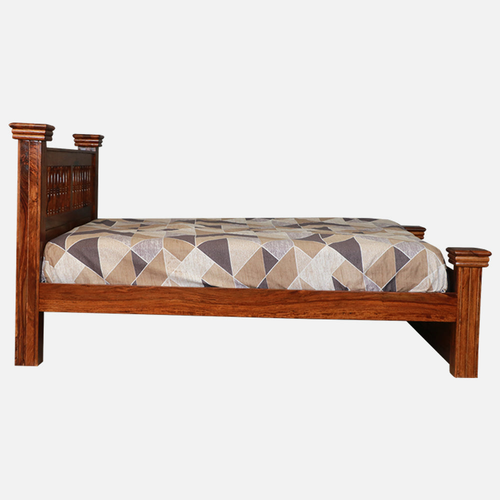 MAARK SHEESHAM WOOD QUEEN SIZE BED (5*6.5) 3150 NATURAL FINISH SV
