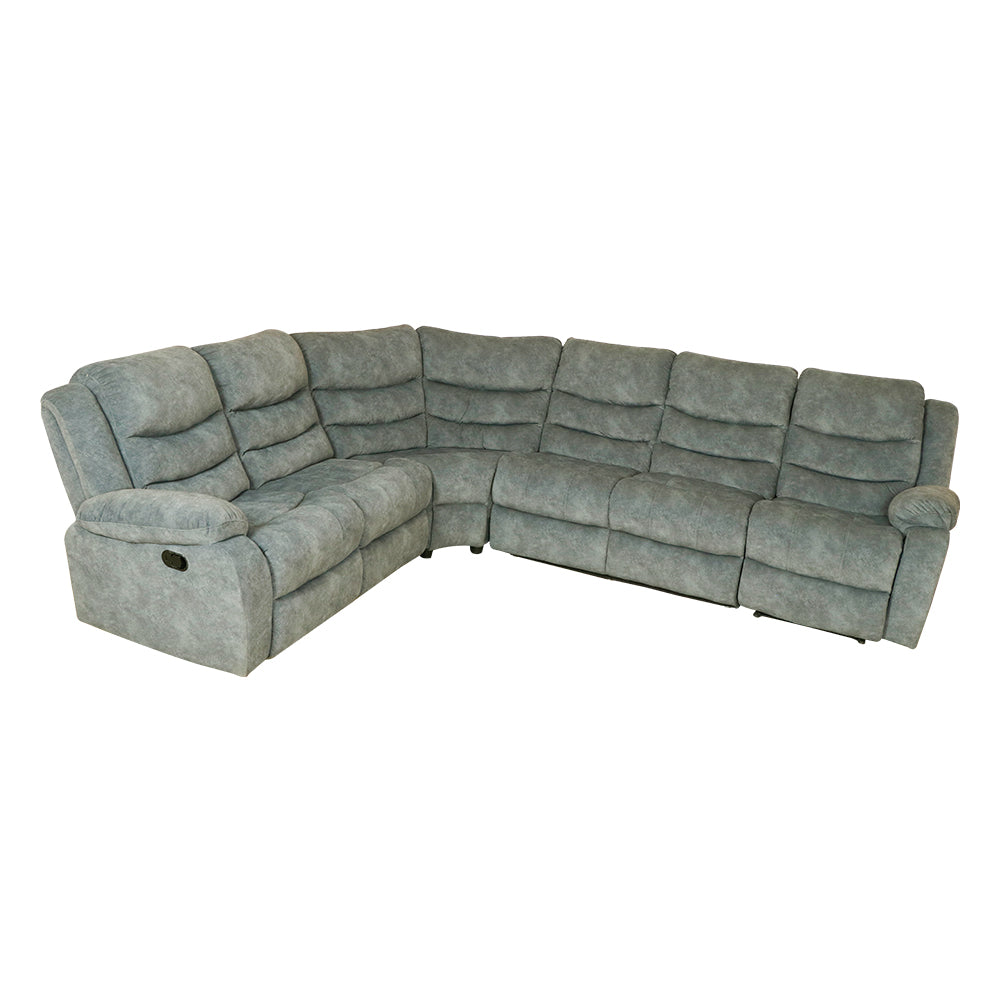 MAARK CORNER MANUAL RECLINER FABRIC SOFA 5 SEATER MAGILCHI GRAY COLOUR