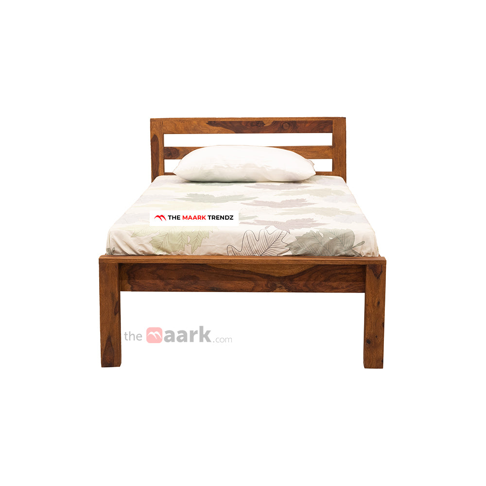 MAARK SHEESHAM WOOD SINGLE BED (3*6) 3133 NATURAL FINISH SV