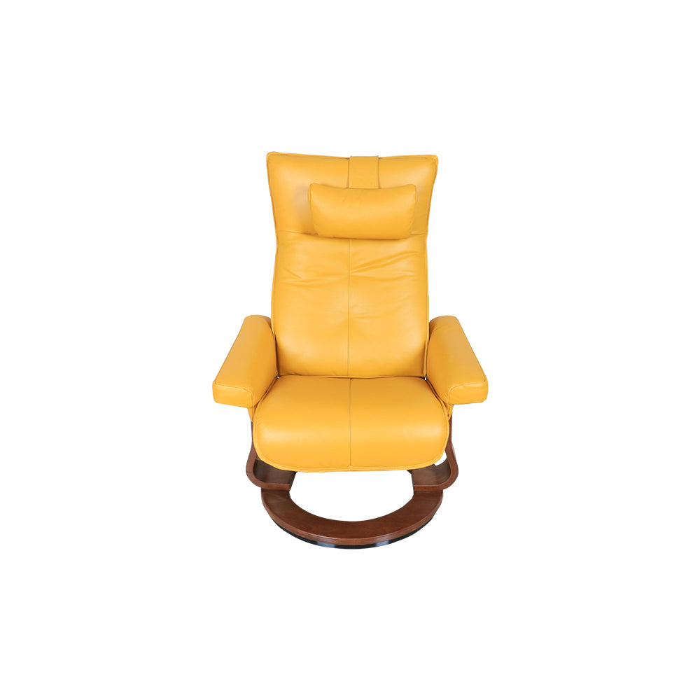 MAARK LEATHER REVOLVING LOUNGE RECLINER WITH FOOT STOOL 647 MUSTARD COLOUR HT