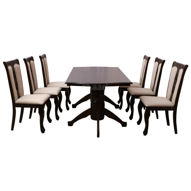 MAARK WOODEN TOP 6 SEATER DINING SET HOCKEY HT